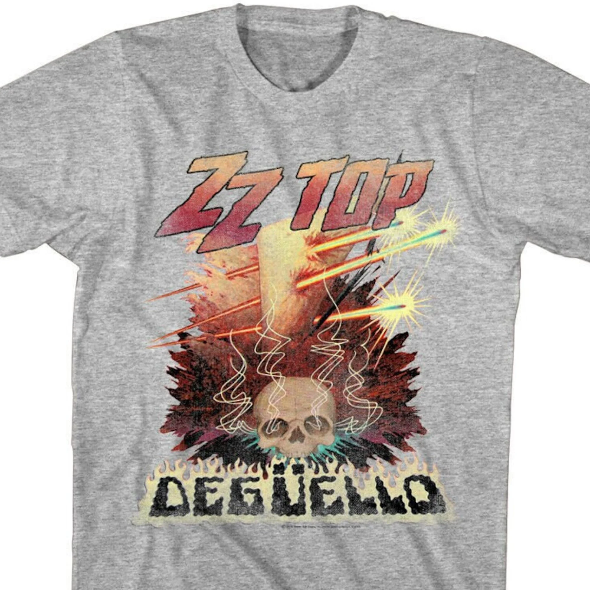 

ZZ TOP TShirt Deguello Album Cover Gray Graphic Tees