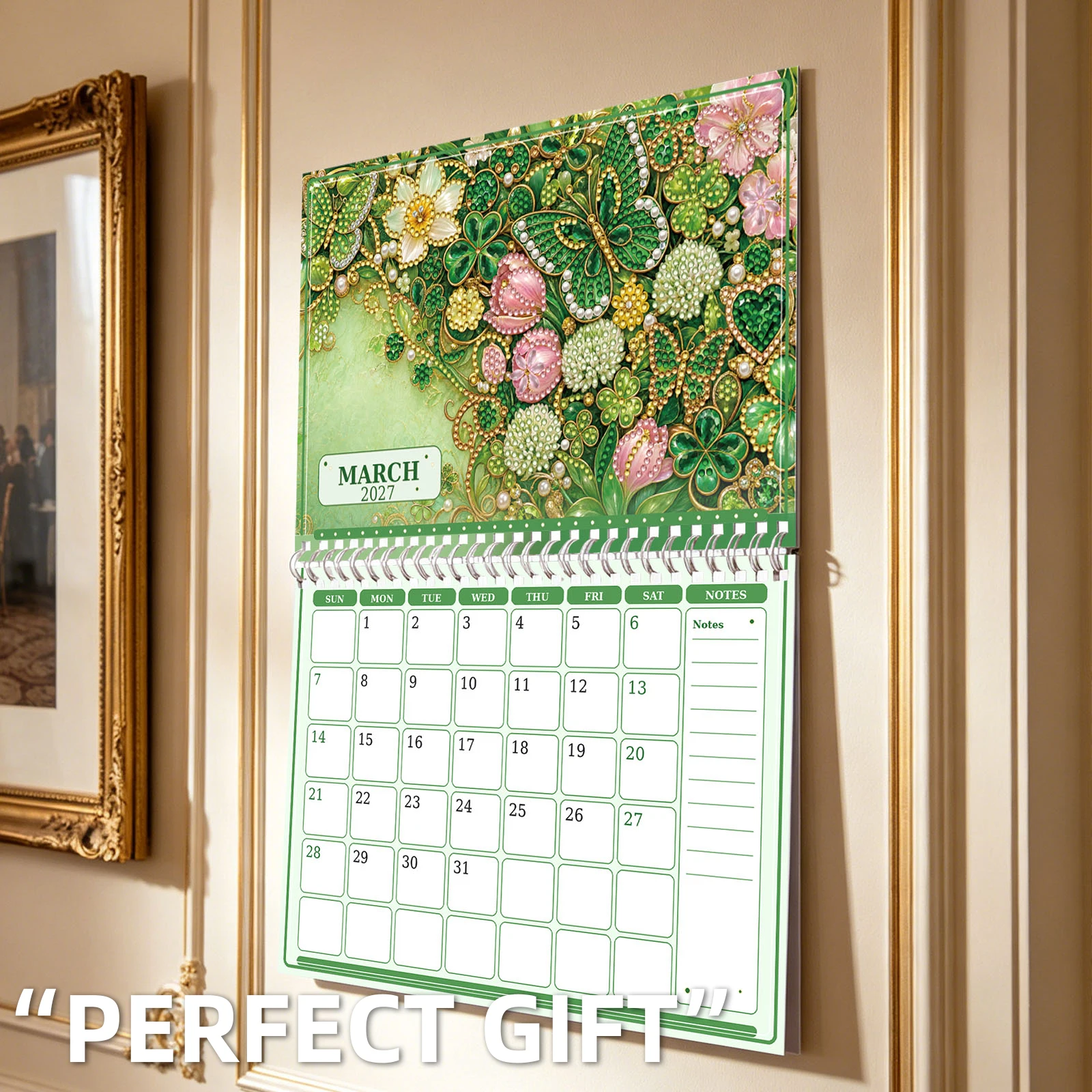2027 DIY Diamond Painting Calendar 11.81x9.45 Inch Wall Ornaments Diamonds Arts Dates for Home Business Office Planning Decor