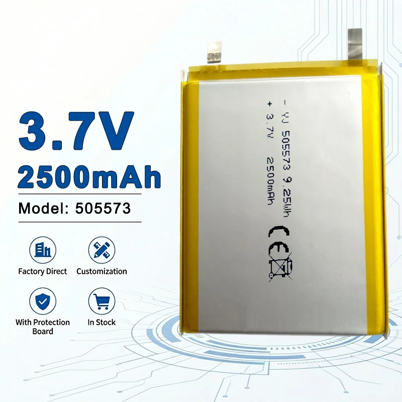 505573 3.7V 2500mAh Rechargeable Lithium Polymer Battery for Portable Energy Storage and Mobile Digital Devices 903659 104050