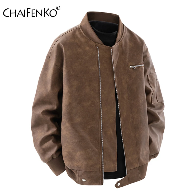 Men Simplicity Versatile Casual Coat New Fashion Comfort Windproof Tops Spring Autumn Loose Retro Solid Leather Jacket Men