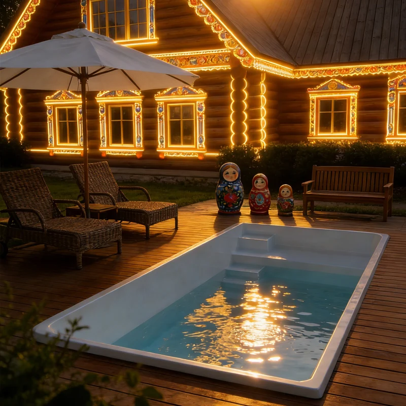 Rectangle Estate Pool with Ornate Tile and Classical Statuary for Residential Use Custom