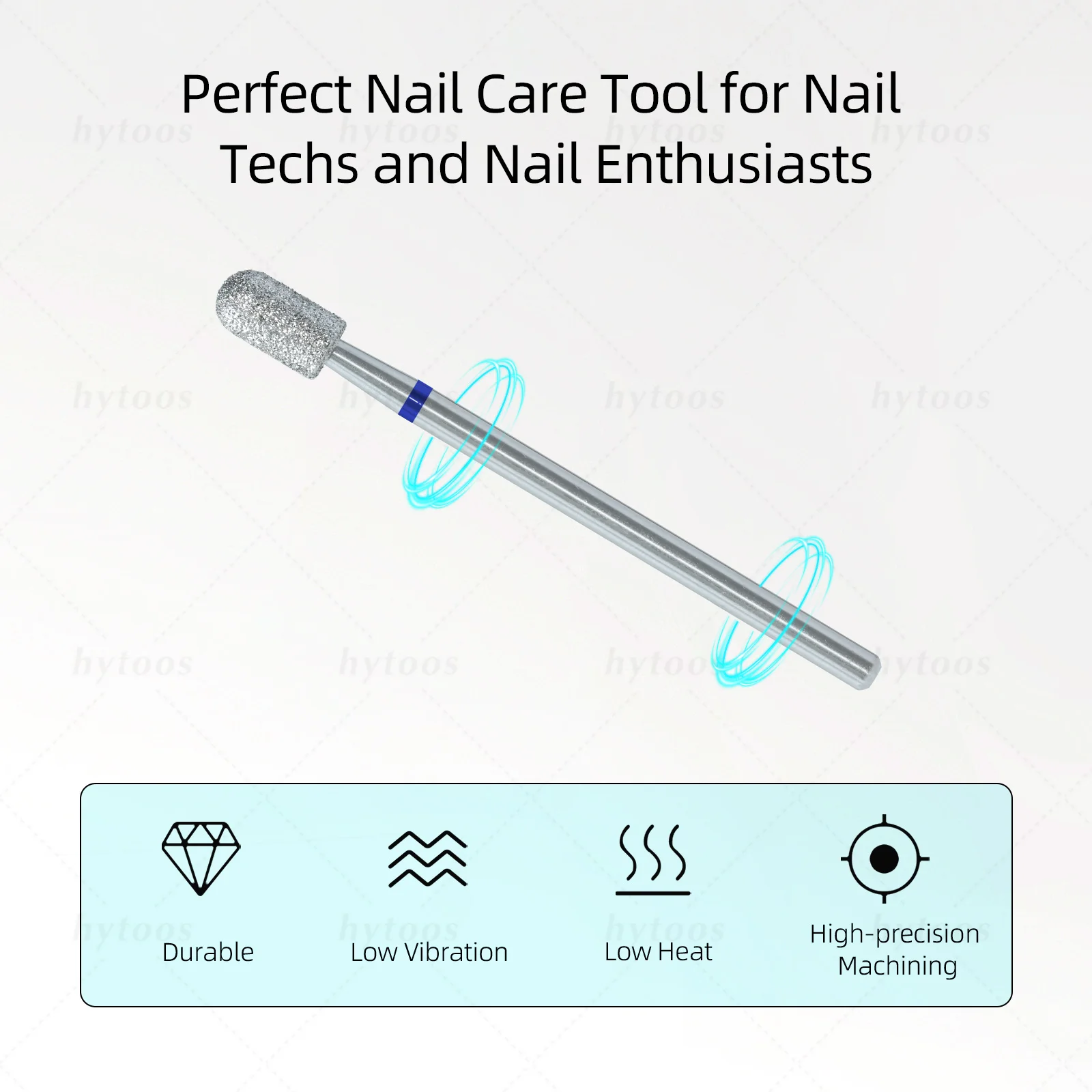 HYTOOS Chrome Diamond Nail Drill Bits Pro Russian Rounded Top Cuticle Clean Bit for Nail Drill Dead Skin Cleaner Nails Prep Tool
