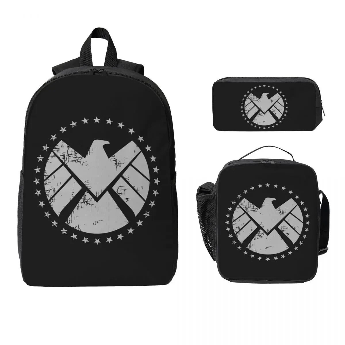 

Shield Agent Training Backpack Student Boys Girls BookBag School Bag Computer Shoulder Bags 3ps Insulated Lunch Bag Pencil Case