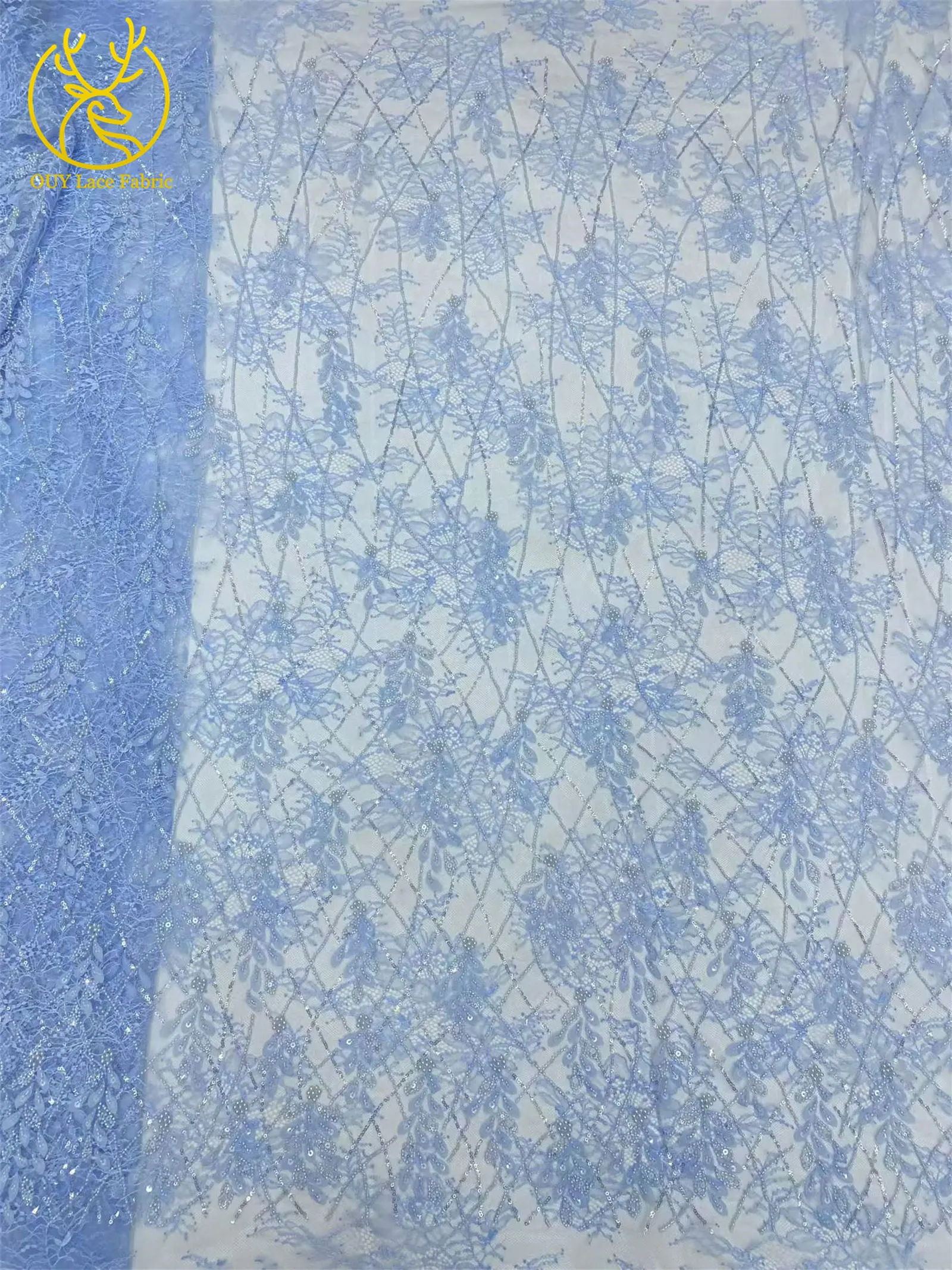 Eleganter Afrikanischer Pailletten-Perlen-Spitzenstoff 2026 Hochwertige Nigerianische Hochzeitskleid-Spitze Bestickte Französische Tüllspitze – Detail 7
