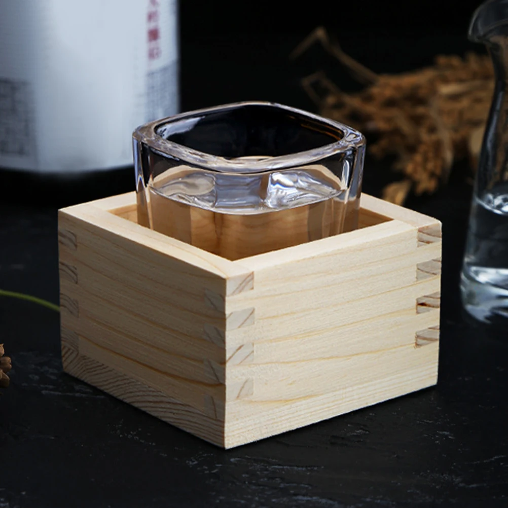 

2Pcs Japanese Wooden Square Box Practical Safe Sake Cup Holder Wood Storage for Sushi Japanese Box Square Wood Box,