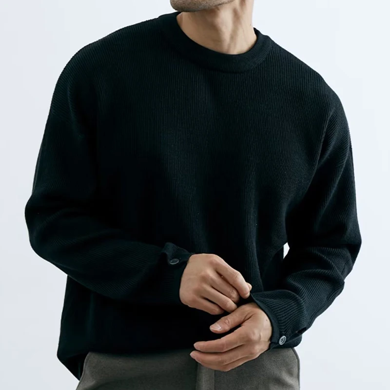 الترفيه اليومي رجالي سليم صالح البلوزات خريف شتاء جديد عادية بلون متماسكة قاع القمم الرجال الملابس موضة محبوك البلوز #5