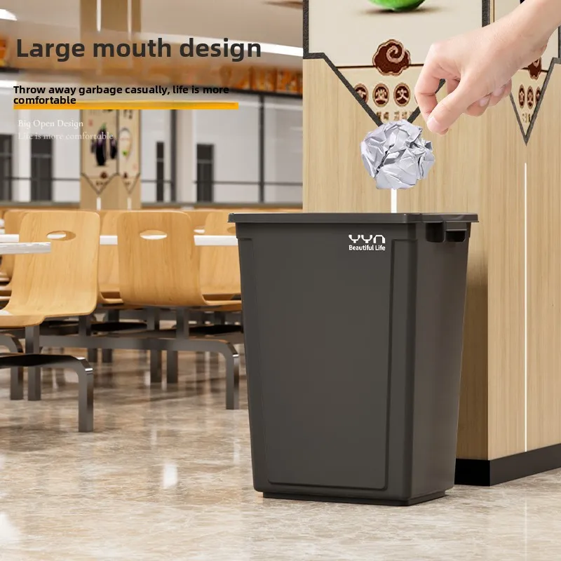Commercial uncovered large trash can Square large capacity household kitchen large 20 liter sanitary can Classroom trash can 60