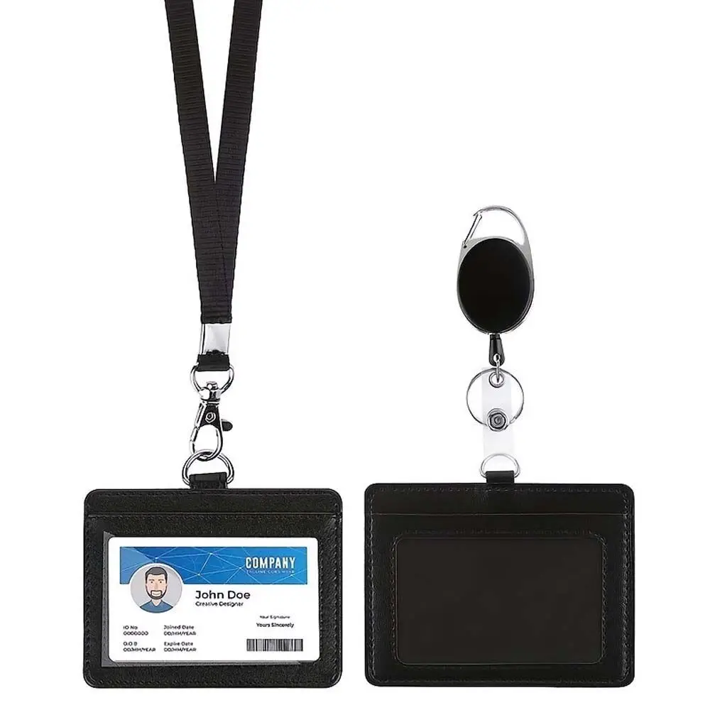 

Lanyard ID Card Holder School Business Badge Holders ID Holders with Neck Strap Wallet PU Leather Credit Card Holders Outdoor