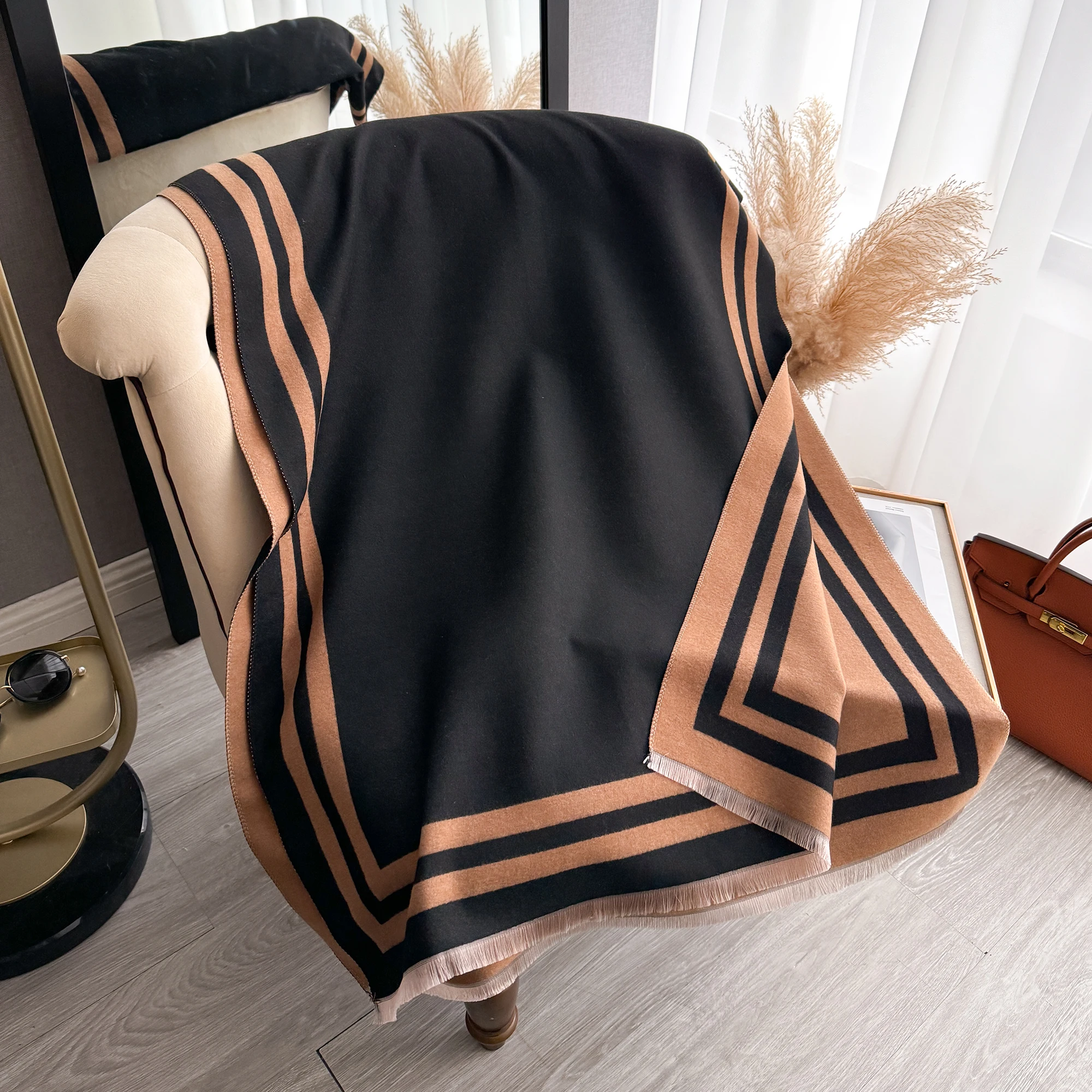 Women's Geometric Stripe Imita - đánh giá và giá Cashmere Scarf Wrap