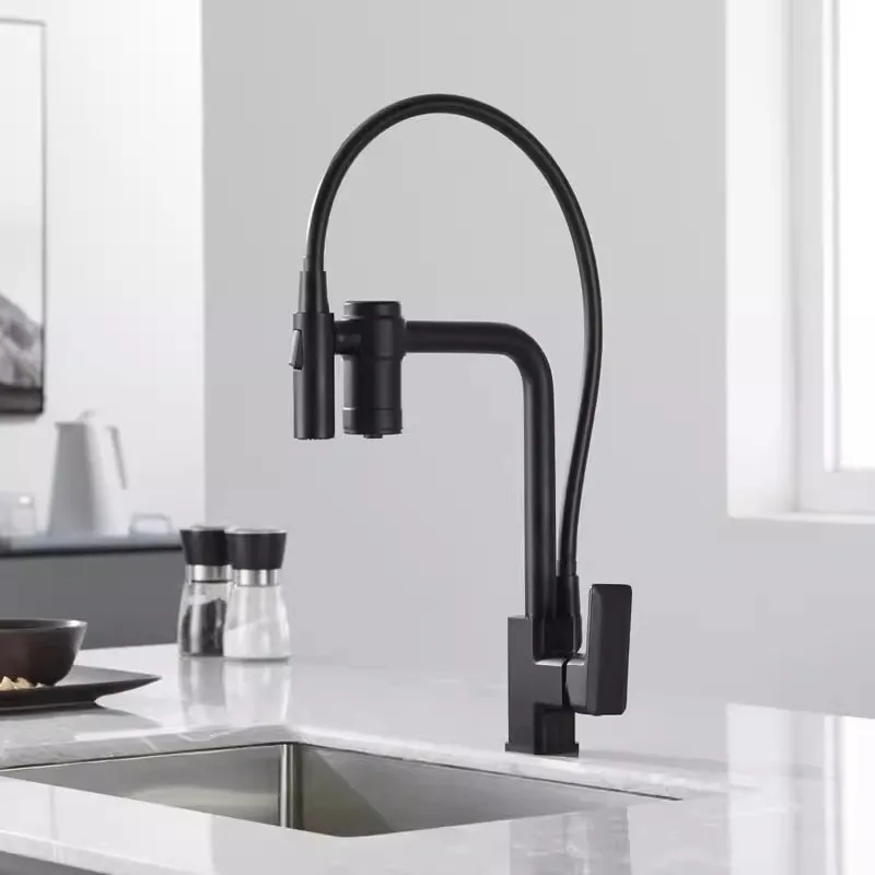 Black Pull Out Kitchen Faucet Grey Brass Crane For Kitchen Deck Mounted  Water Filter Tap Sink Faucet Mixer 3 Way Kitchen Faucet