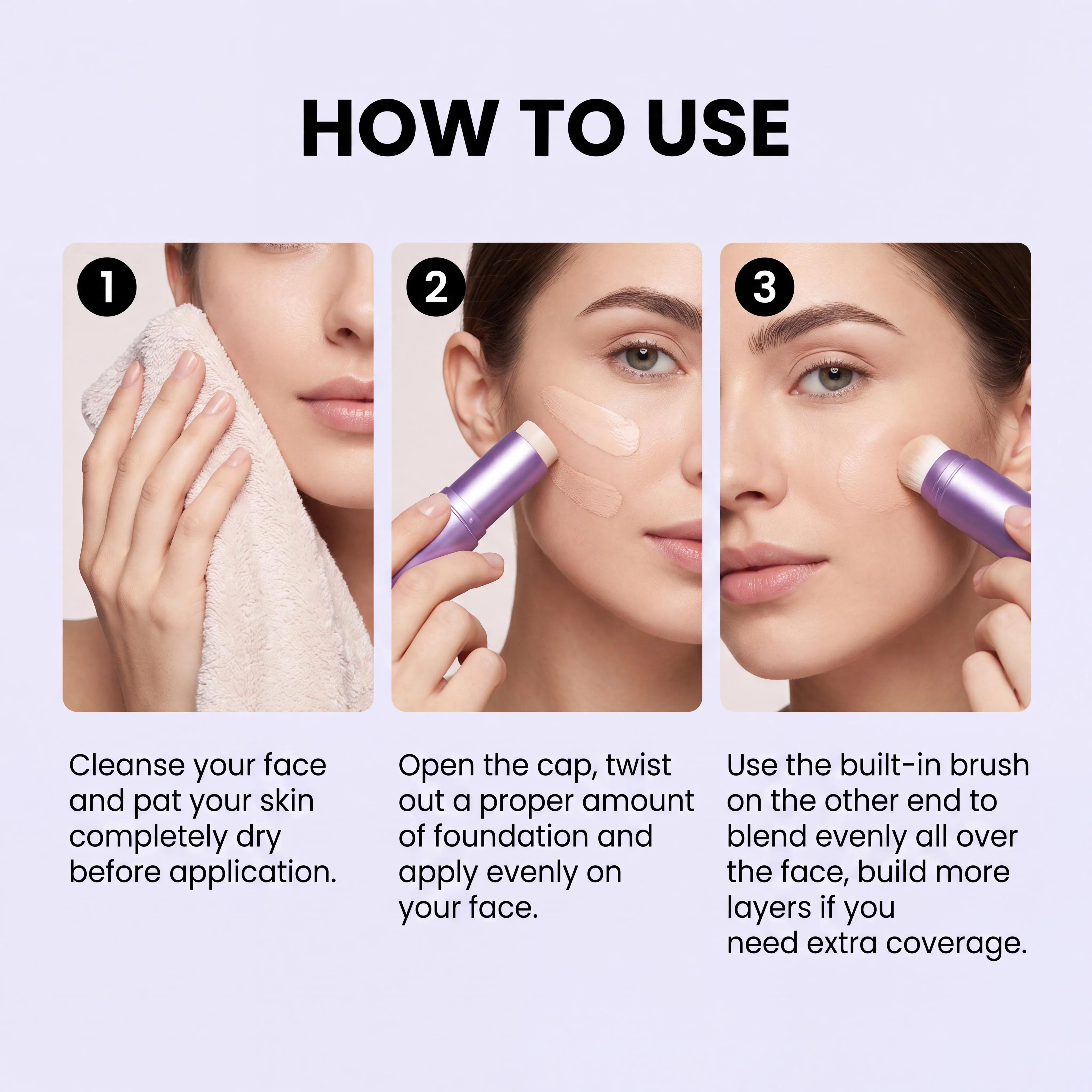 Farbwechselnder Foundation 2-in-1-Stift mit Pinsel, vollständig deckender, feuchtigkeitsspendender, leichter Concealer-Creme-Stift für alle Hauttypen. – Detail 13