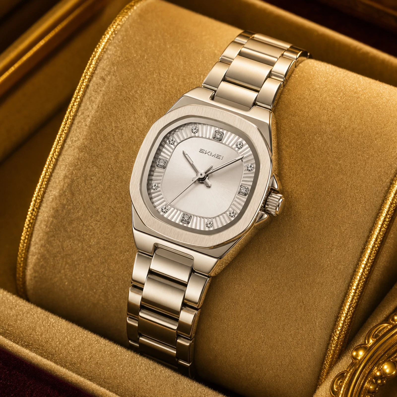 SKMEI 9408 Women's Quartz Watches 30M Waterproof Luxury Woman Wristwatch Fashion Clock Diamond Accents Elegant Wearing Stylish