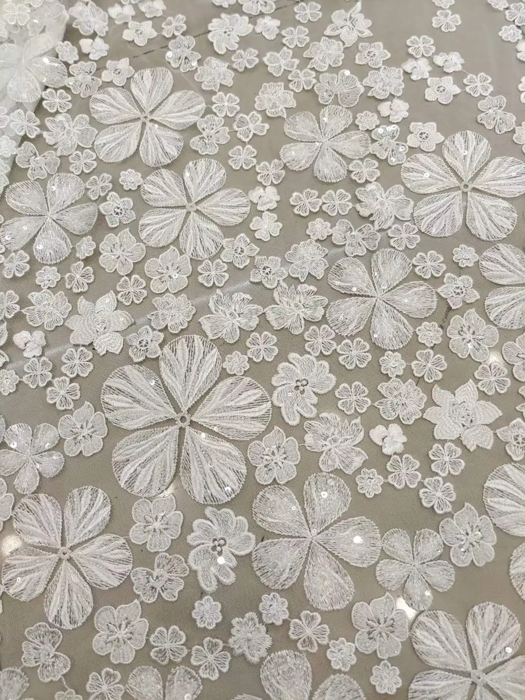 1Yard 130CM Height Embroidery Flower Mesh Fabric Luxury Bride Wedding Gown Sewing Fabric Hot New