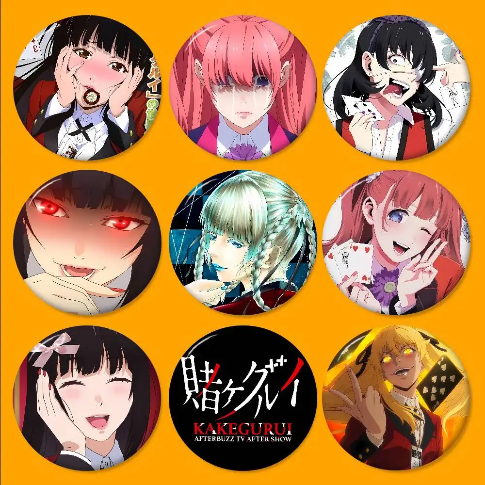 Anime Kakegurui Tinplate Pin Button Custom Anime Role Old-school Brooch Cartoon Collar Badge Jewelry Gift Fans