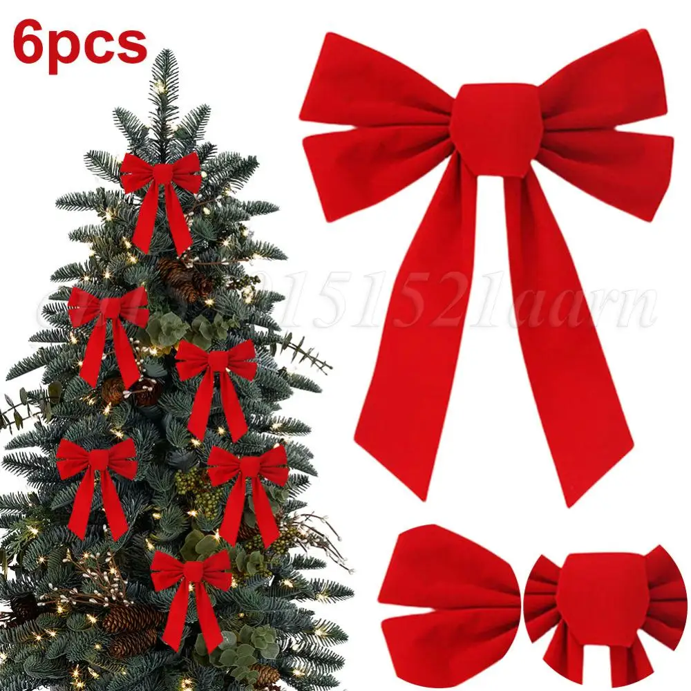 Ribbon Bow Red Redbow Christmas Tree Fireplace Home Cupboard Front Door Party Decoration Funny Bowknot for Xmas Wedding Decor