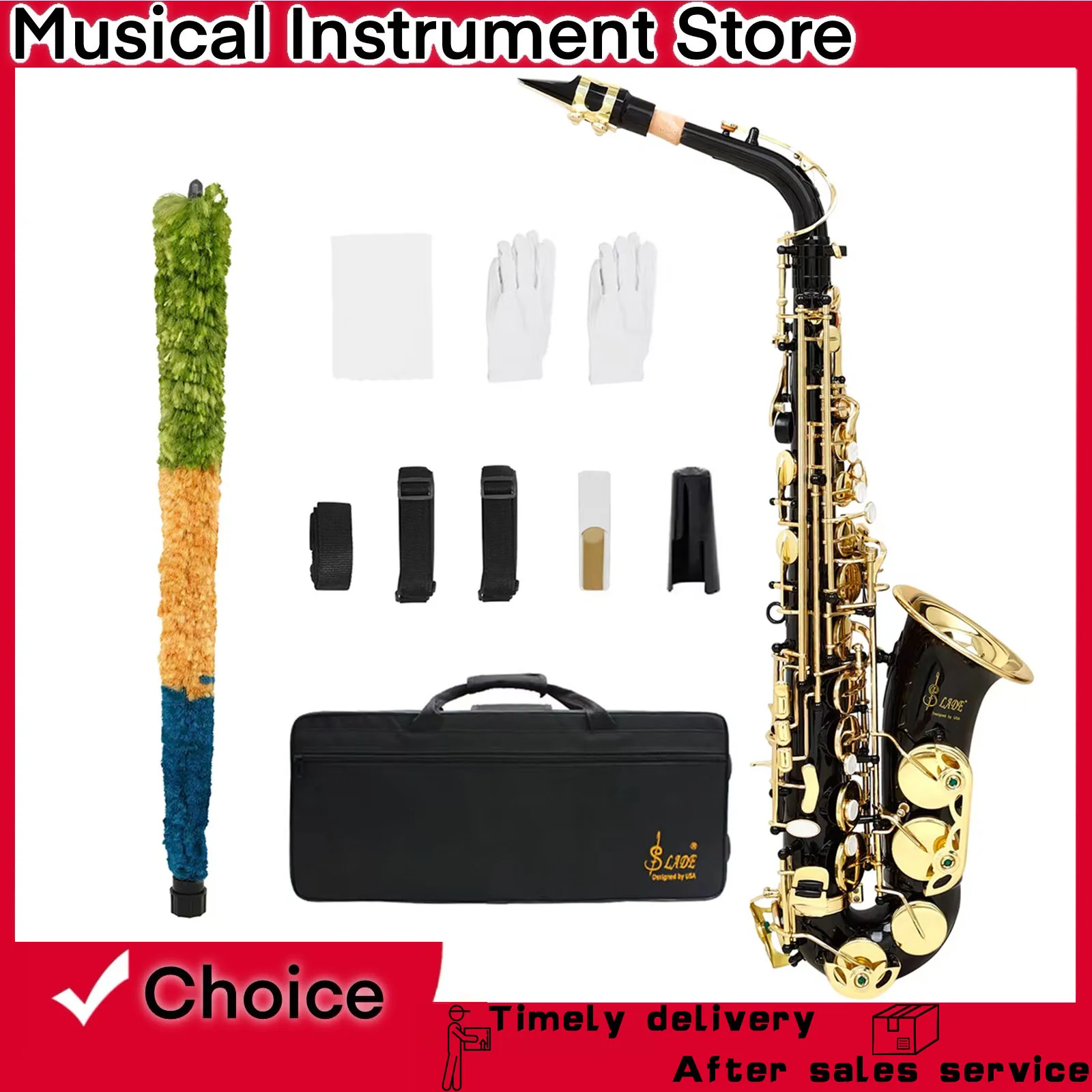 

SLADE Alto Saxophone EB Black Gold Key Boutique Saxophone Professional Woodwind Instrument Suitable for Beginners Practice using