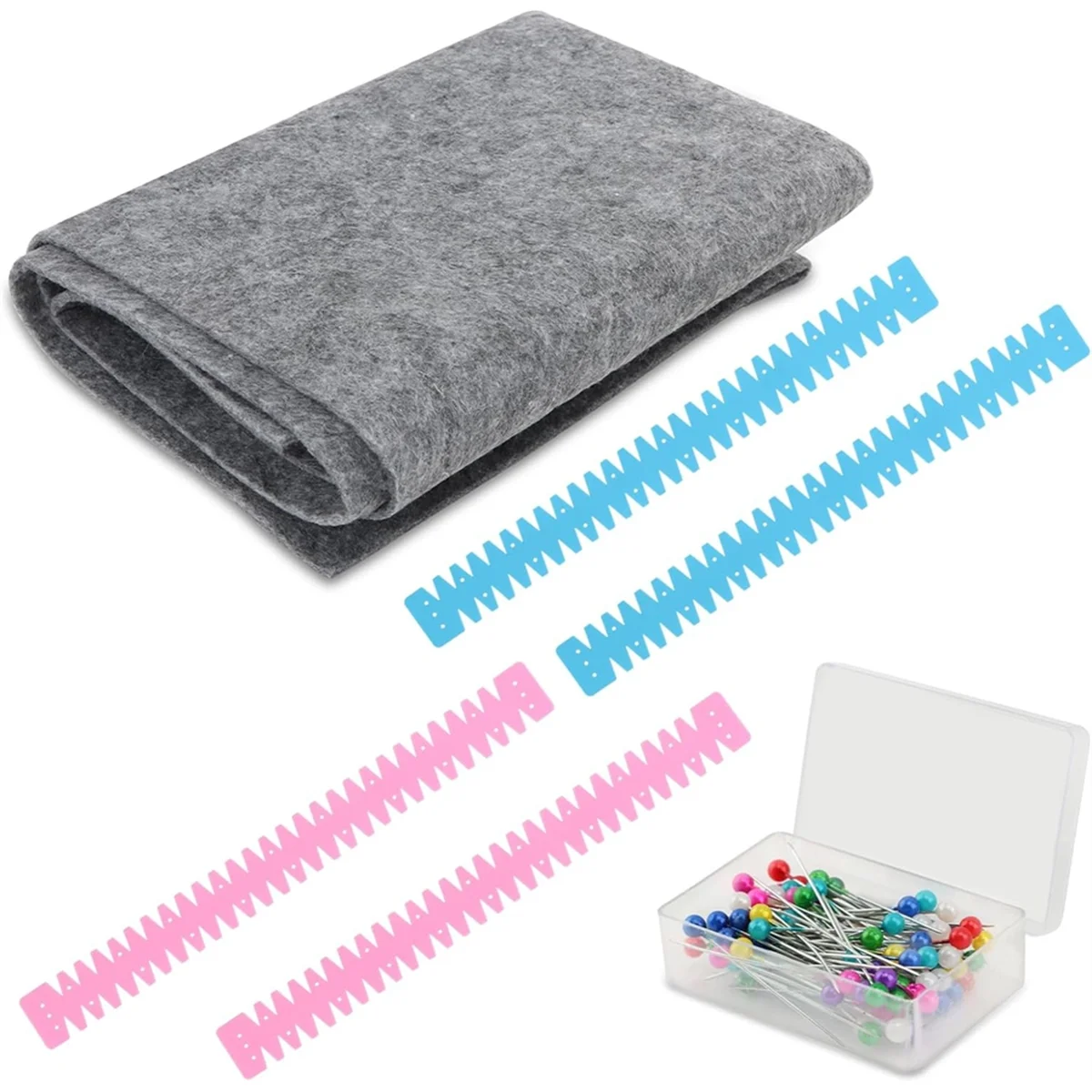 2025+ Silicone Hemmer with 100pcs Colorful Tacks, for Hems Heat- Hem Ruler Sewing Aid, Marking Holes for Shirt-