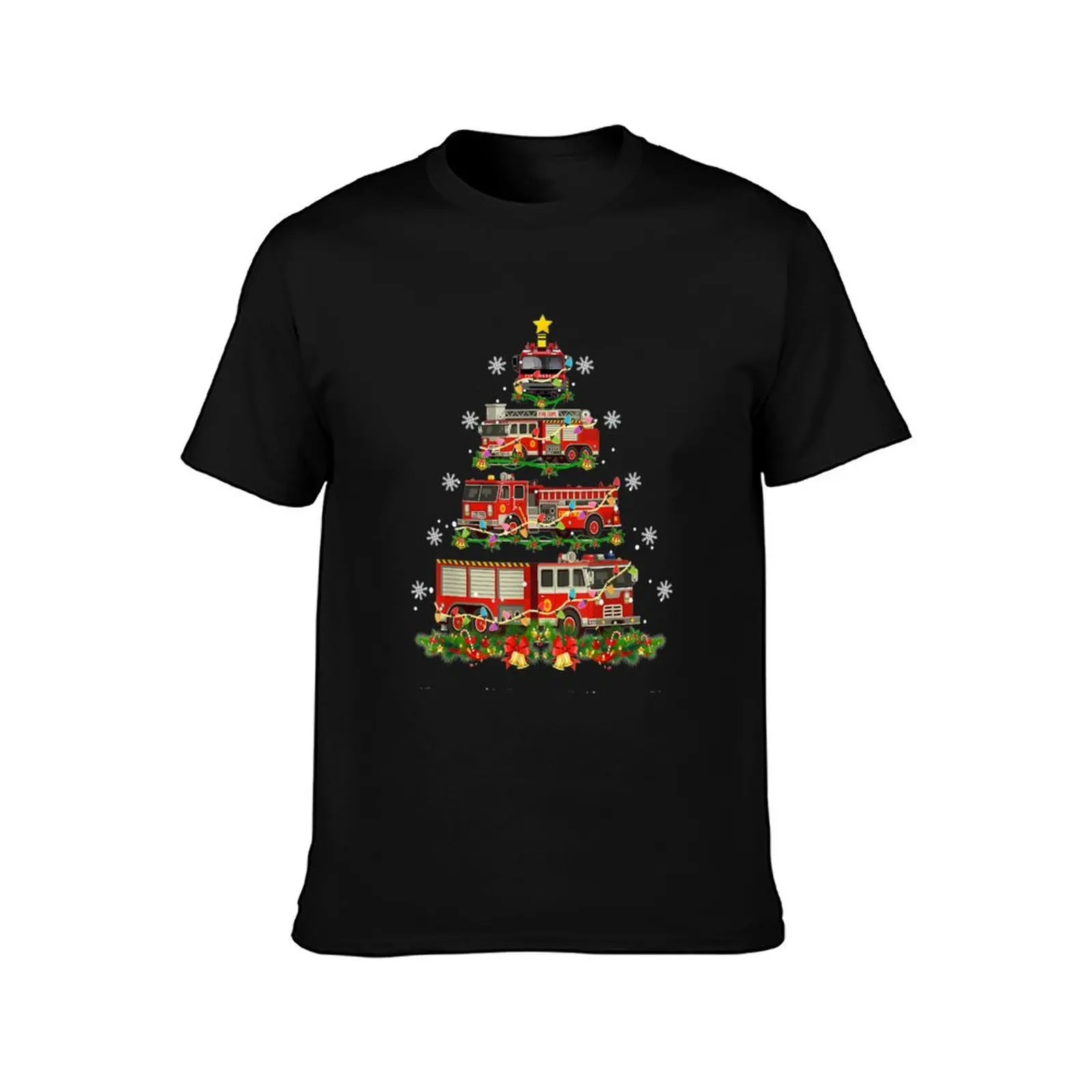 Christmas Funny Decor Firefighter Truck Tree T-Shirt baggy shirts oversized graphic tee Blouse tops tee shirts for men