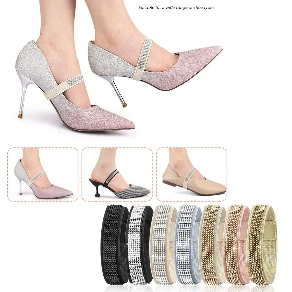 1Pair Adjustable Rhinestone High Heels Shoes Band Anti-loose Shoe Decoration Women Shoelaces Anti-skid Elastic Fixing Belts