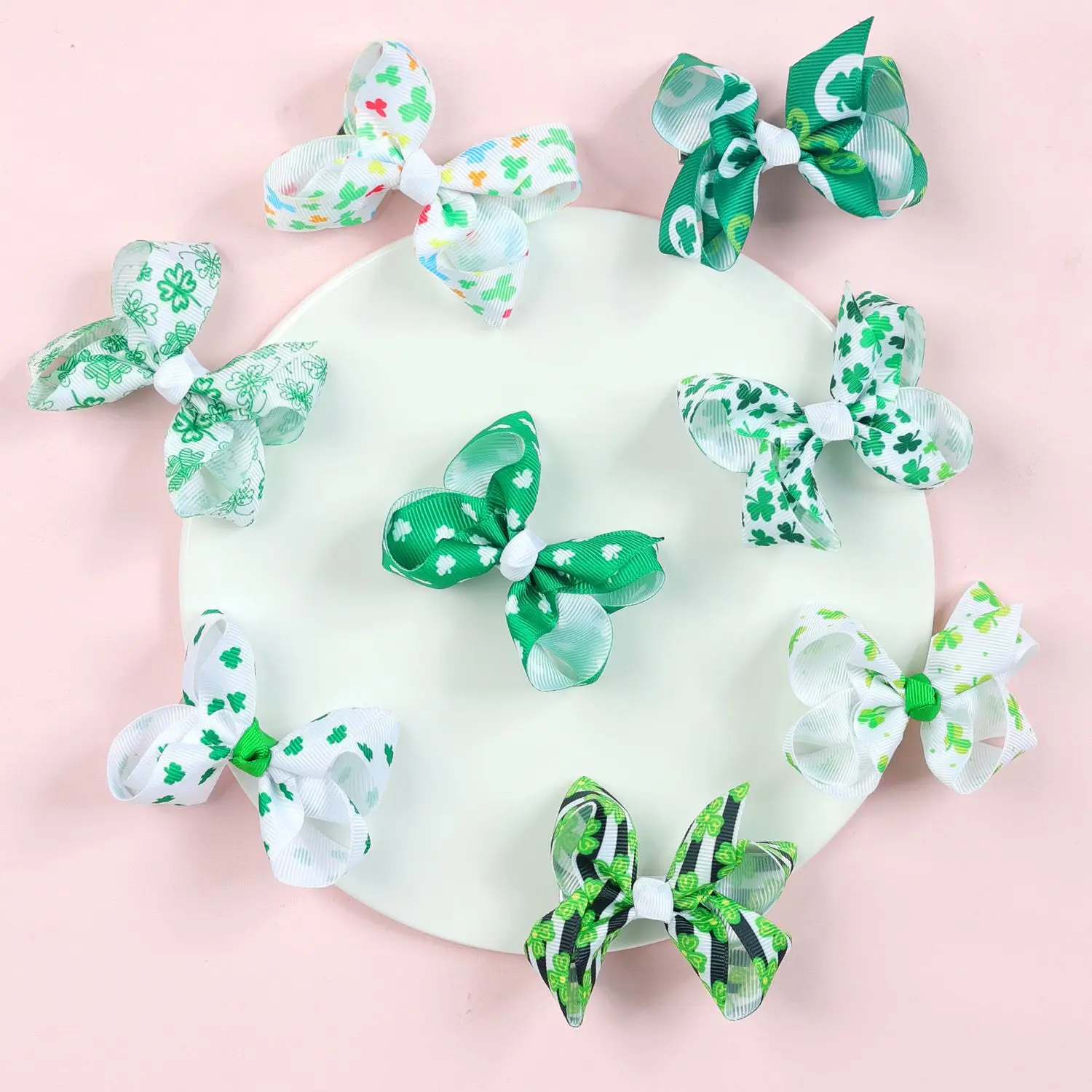 32pc/lot Green Hairpin for Kid Girls Irish Festival Saint Patrick'S Day Hair Clips Flower Bow Clover Hair Accessorie Cosplay Elf