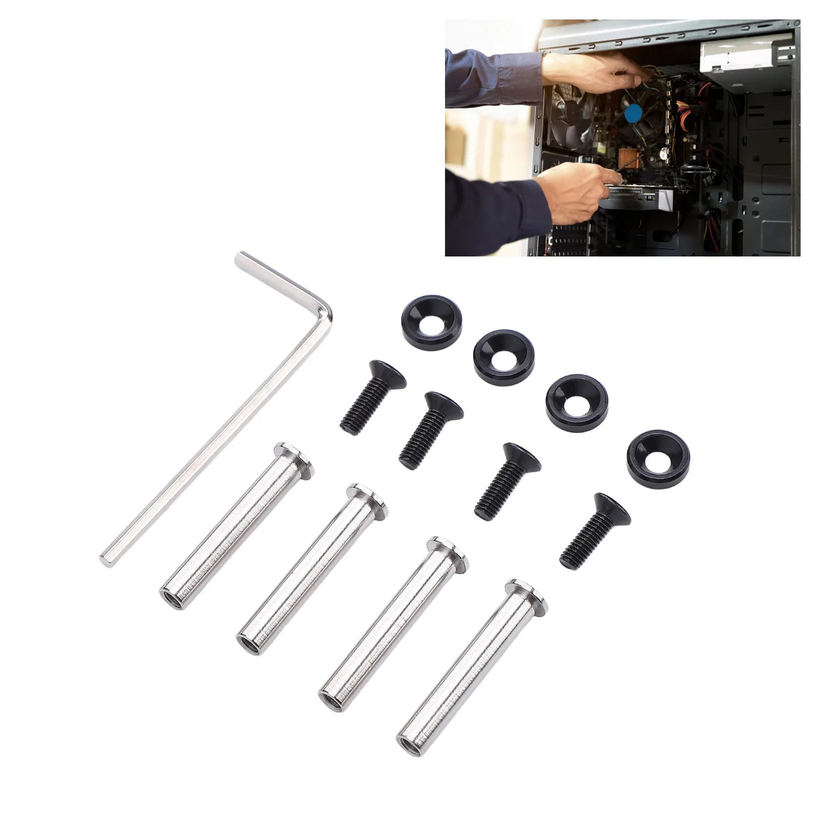 وحدة المعالجة المركزية مروحة المسمار عدة حالة الكمبيوتر مروحة مسامير اللون أنودة وحدة المعالجة المركزية مروحة مسامير الكمبيوتر مروحة التبريد جبل مسامير كيت مع غسالات