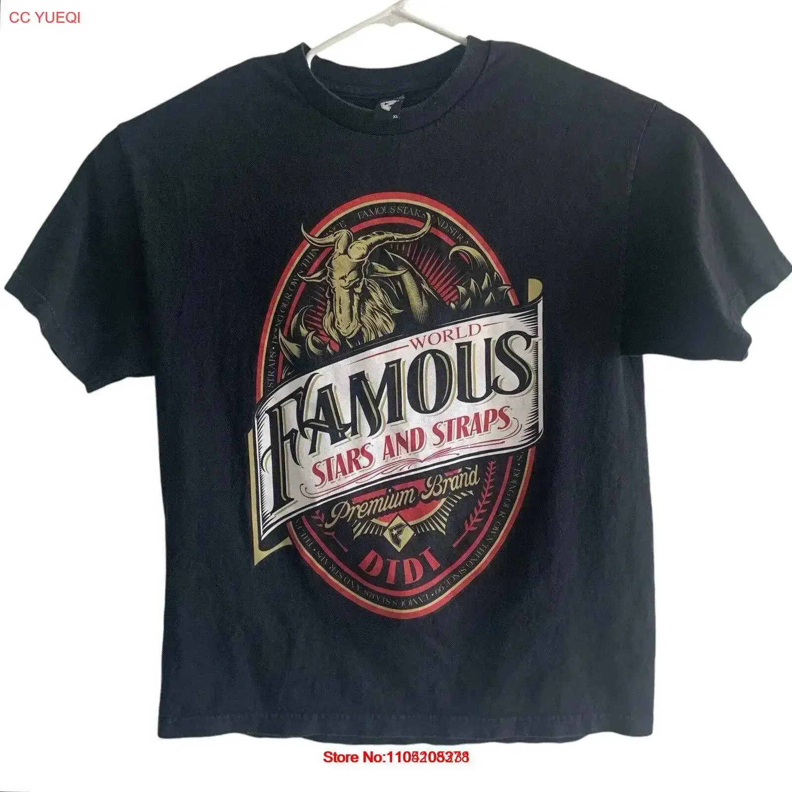 Famous Stars And Straps Men's XL S Black Premium Brand T Shirt Y2K Nice vintage Washed Stretched Versatile fashion streetwear