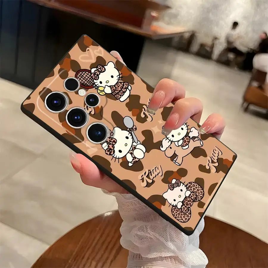 เคสสำหรับซัมซุง กาแลคซี่ เอส 20 เอส 21 เอฟอี เอส 25 เอดจ์ เอส 24 พลัส เอส 23 อัลตร้าสีดำเคสโทรศัพท์แบบนิ่มน่ารักซานริโอ เฮลโล คิตตี้