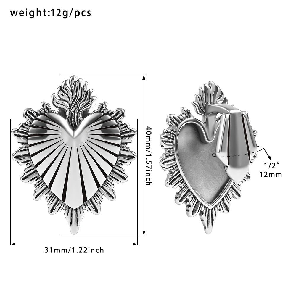 Vanku-Cintre d'oreille en forme de cœur en acier inoxydable 316, bouchons de jauges d'oreille, tunnels, bijoux de corps, lobe étiré, punk, 2 pièces, 12mm