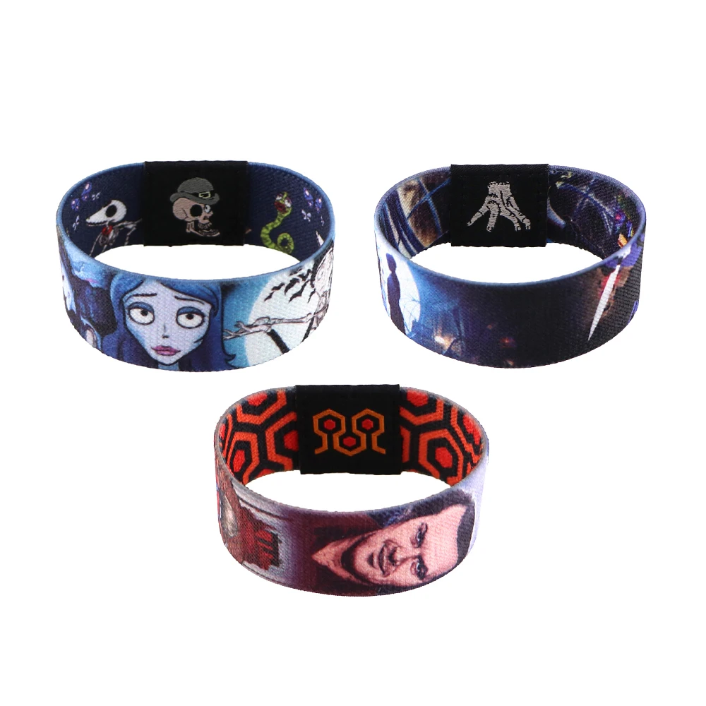 Horror Movie Theme Wide Band Bangles Armband Men Women Children Sports Casual Stretch Wristband Bracelet Halloween Accessories