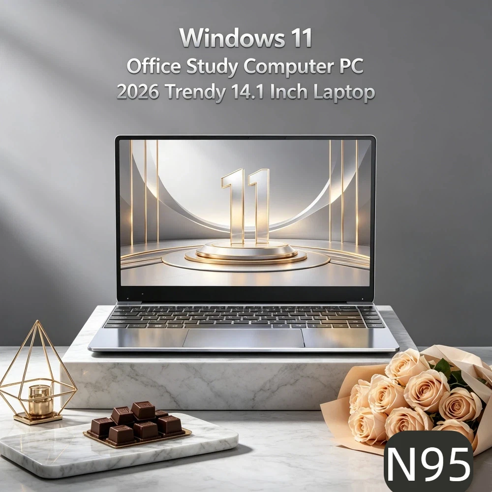 Notebook Leve e Compacto de 14.1" N95 com Tela FHD IPS Ultra-Clara de 120Hz, Bateria de 5000mAh, SSD de 32GB/2TB e Teclado Retroiluminado