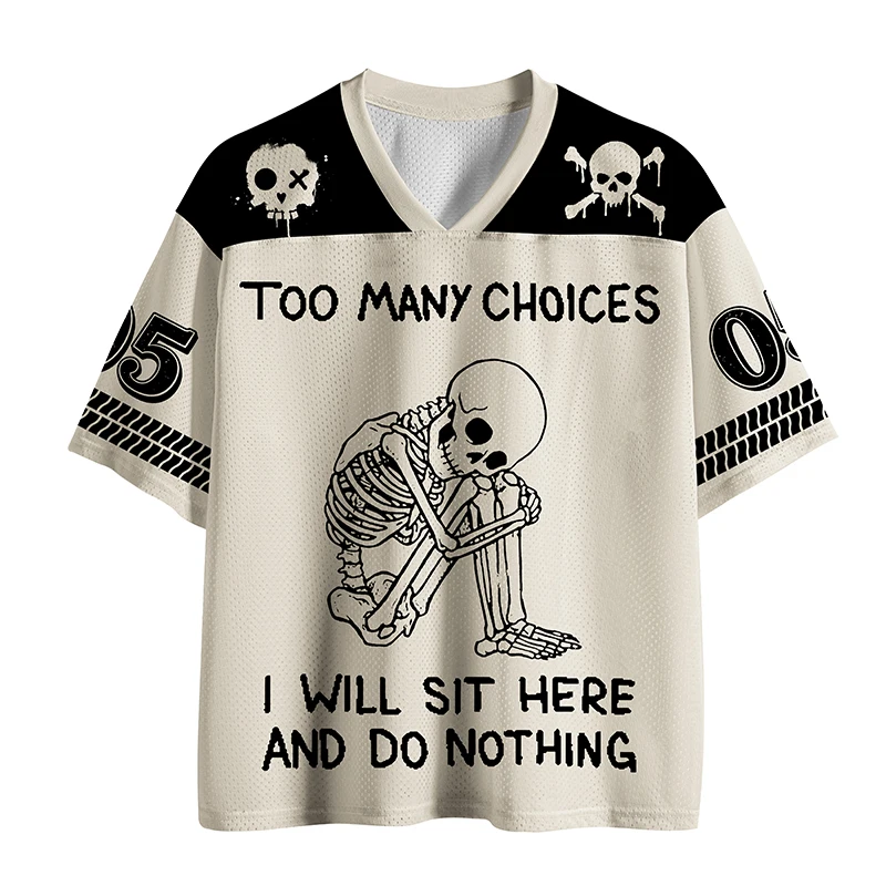 2026 Hotsale Spooky Cute Halloween Jersey Bundle,4 Styles Frog & Skeleton Graphic Unisex V-Neck Sports Tee, Halloween Streetwear