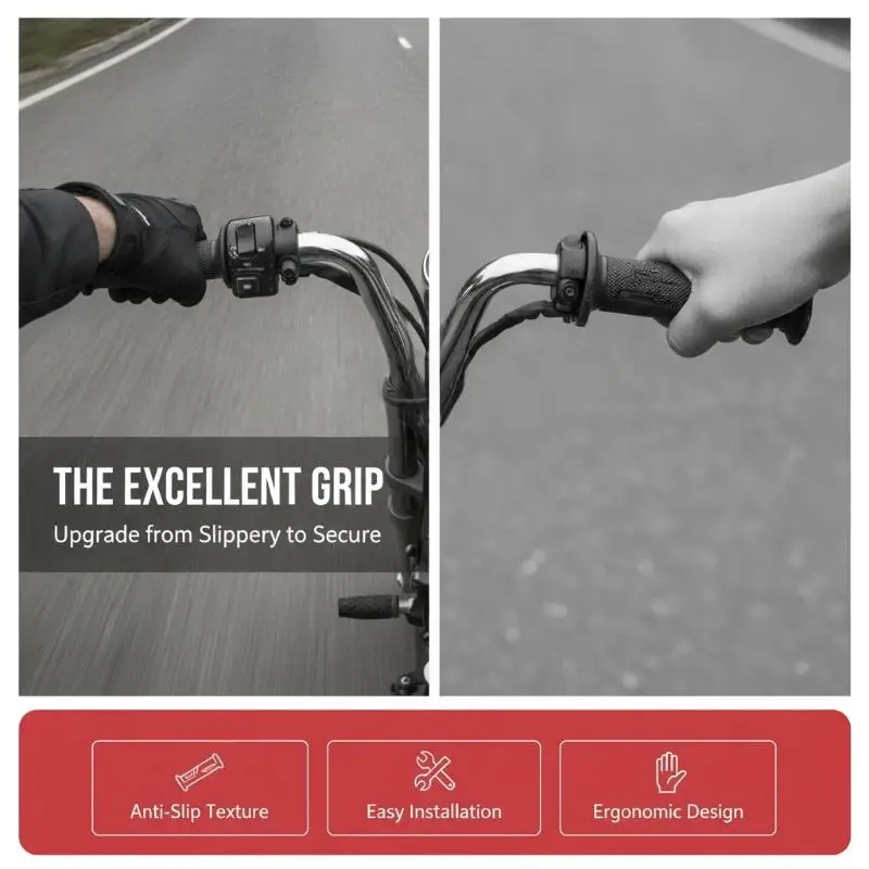 Motorcycle Handlebar Grips Anti Slip Soft Rubber Universal 7/8 Inch Fit for Motorbike Dirt Bike Riding Decor Replacement