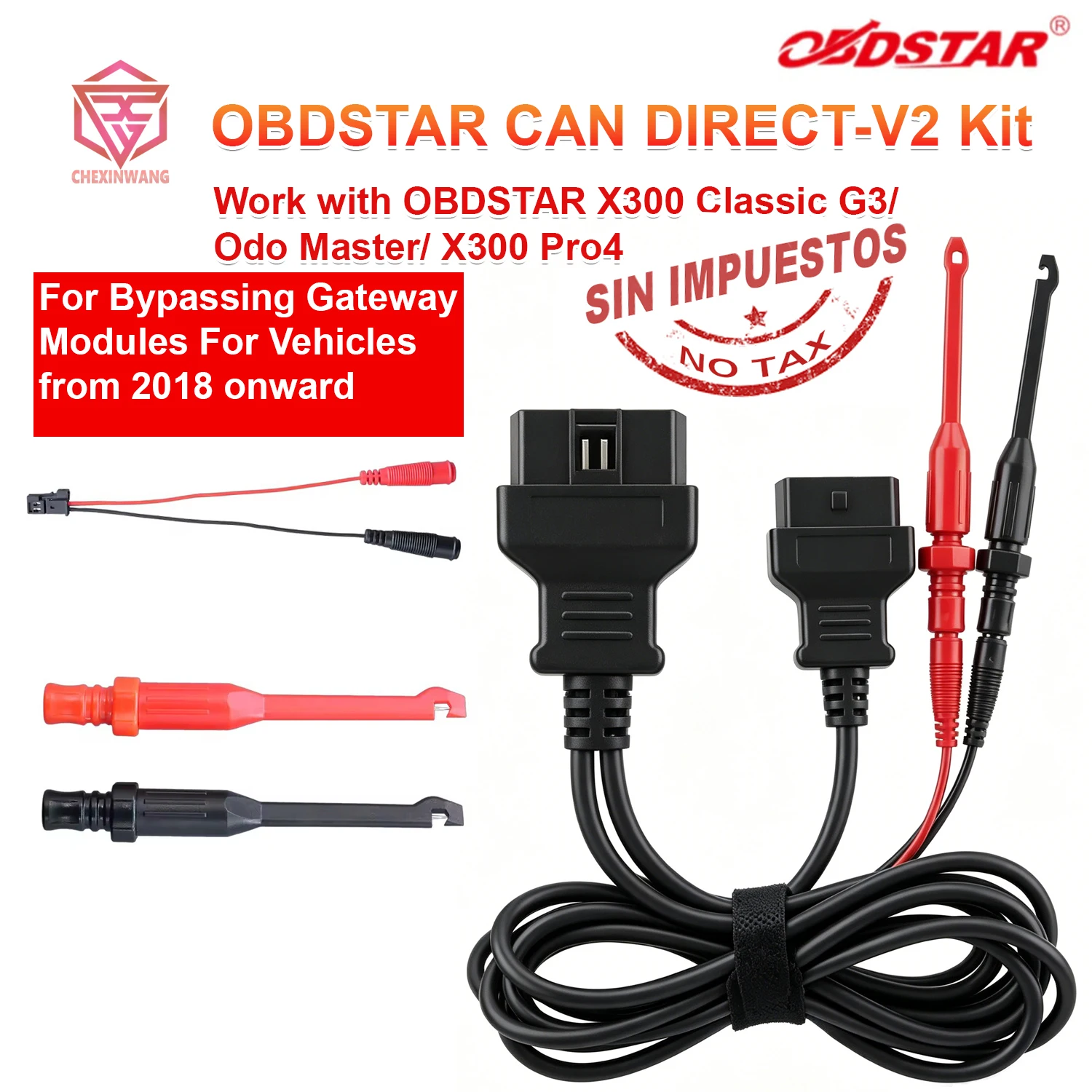 OBDSTAR Kit CAN DIRECT-V2 para X300 Classic G3 / Odo / Master / X300 Pro4, para evitar módulos de gateway en vehículos desde 2018 en adelante