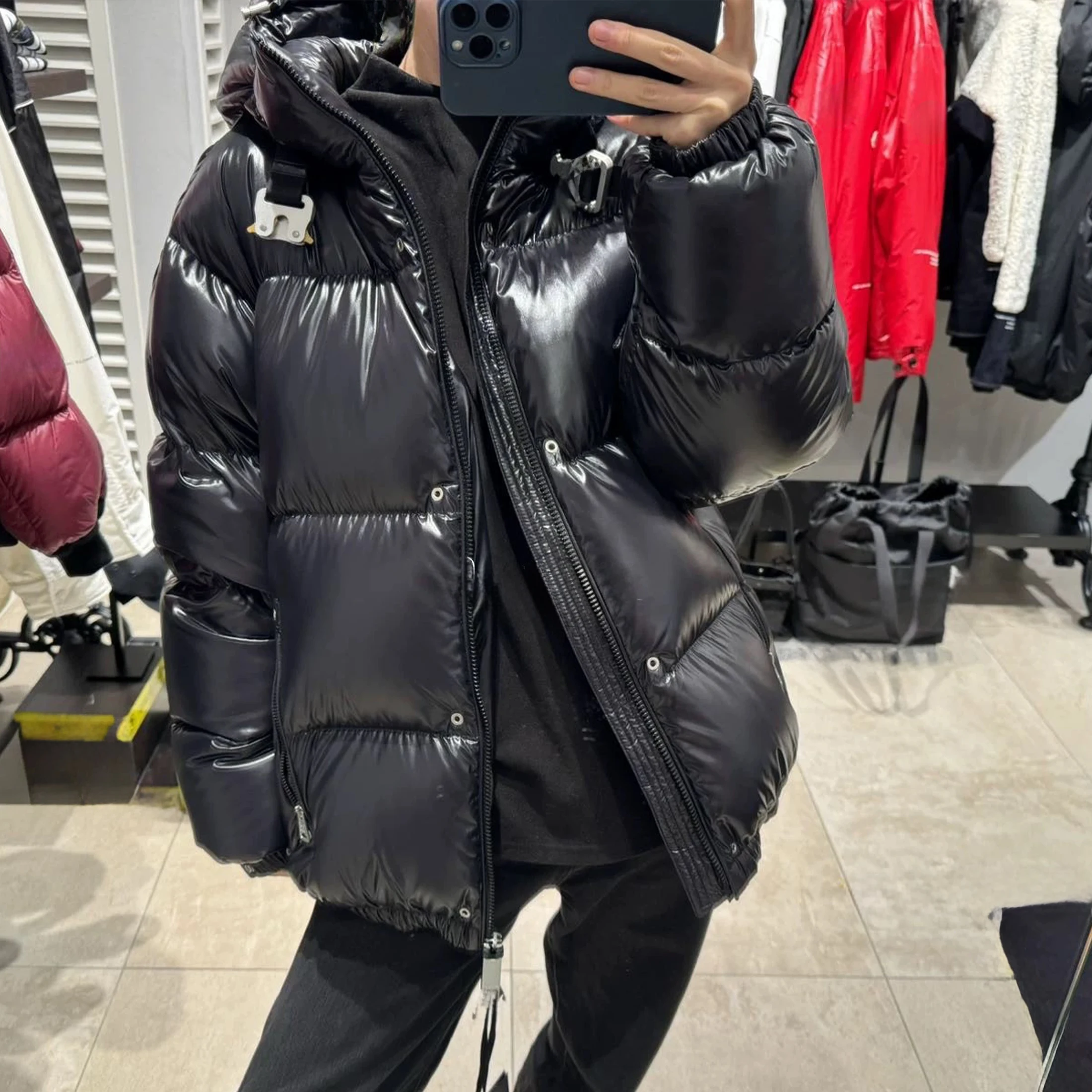 Nigo schwarz Herrenmode einfarbig lässig Kapuzen jacke Mantel schwarz Daunen jacke Kapuzen puffer jacke ngvp # nigo6718