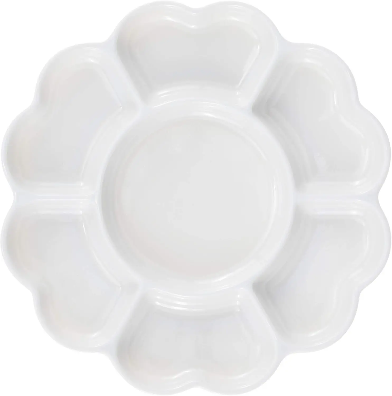 

DOGNNAK Stain Resistant Nano-Material Artist Watercolor Paint Mixing Flower Palette, Modern White 8 Inch Diameter, 6
