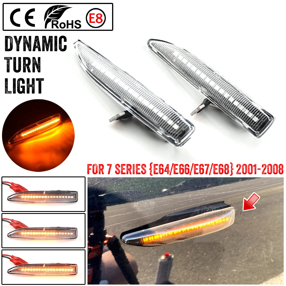 Dynamic Turn Signal Light Side Marker Lamp For BMW 7 Series E65 E66 E67 E68 2001 2002 2003 2004 2005 2006 2007 2008 LED