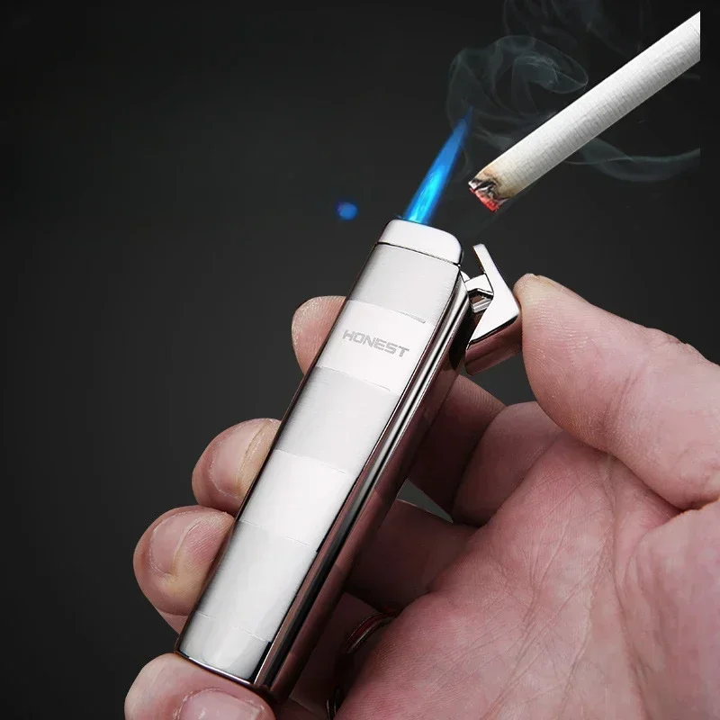 2026 New Hot Sales HONEST Strip Jet Torch Lighter Compact Inflatable Stright Flame Metal Lighter Classic Fashion Gift for Friend