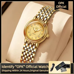 OPK Quartz Women's Watch Fashion Elegant Retro Simple Design Diamond Dial Luxury Original Waterproof Glow Women's Dress Watch