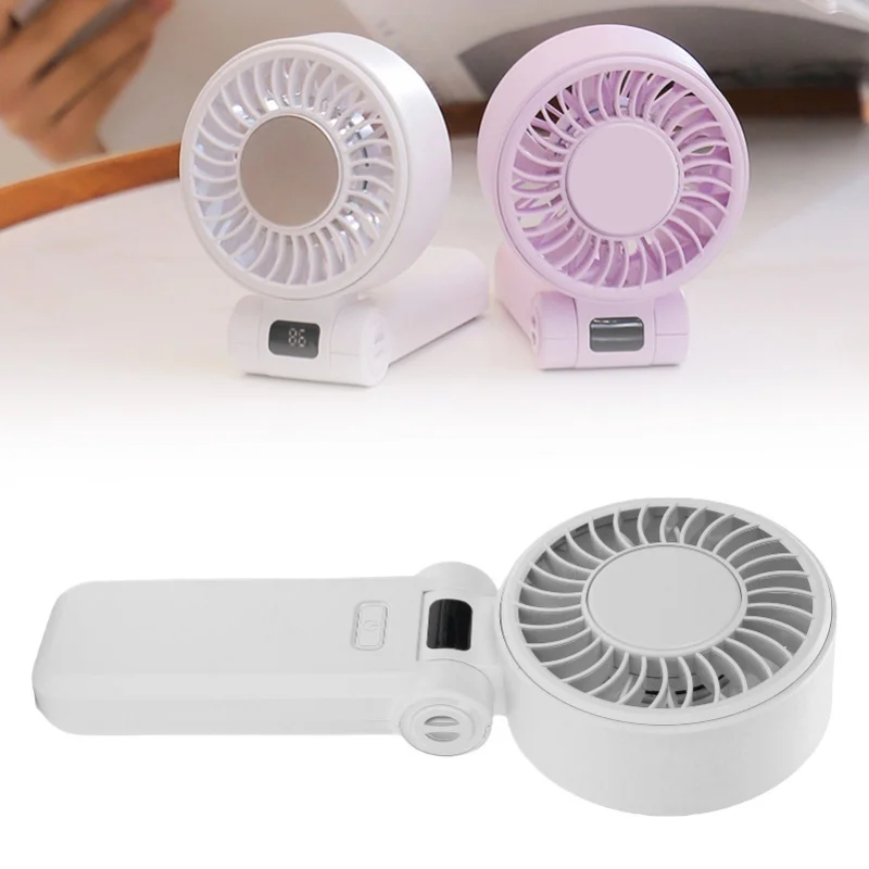 

Ручной вентилятор Складной 5-скоростной регулируемый тихий цифровой дисплей Портативный персональный вентилятор со шнурком для занятий спортом на открытом воздухе