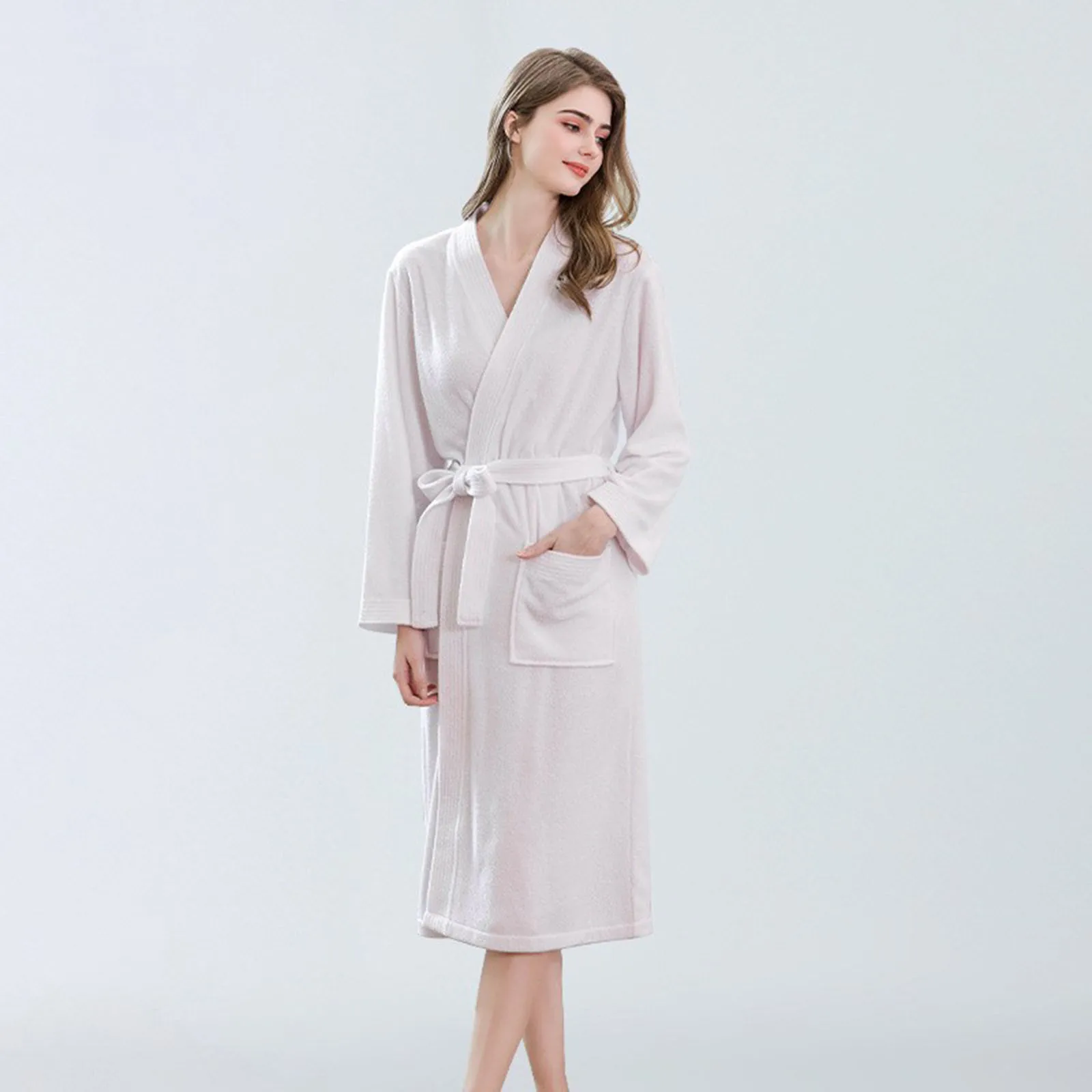 Womens Fleece Robe Soft Shawl Bathrobe Long Coat Bath Dress Woman Robe 3x