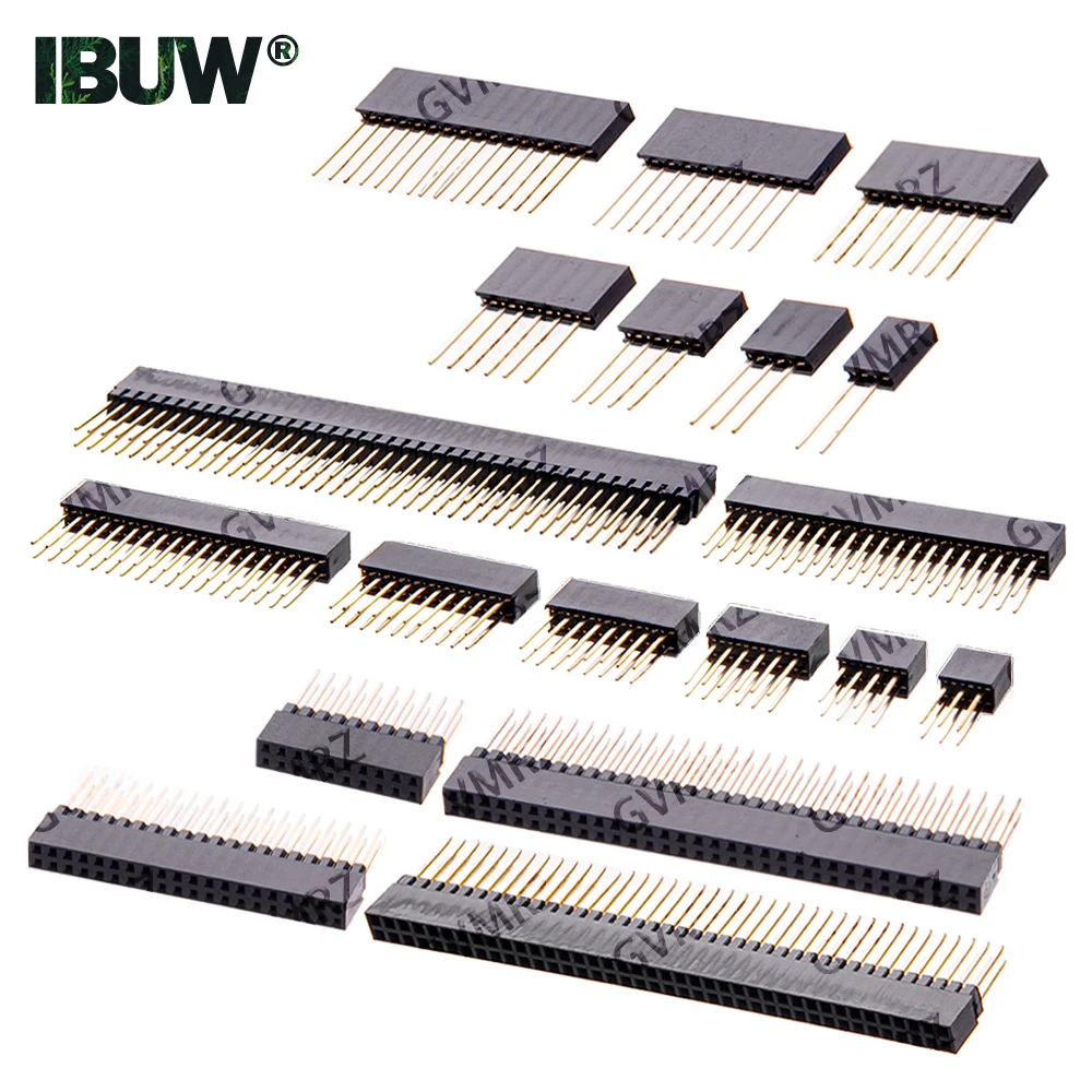 Conector Fêmea Empilhável de 2,54 mm com Pernas Longas de 2/3/4/6/8/10/15 Pinos para Arduino Shield 2x3/2x4/2x6/2x8