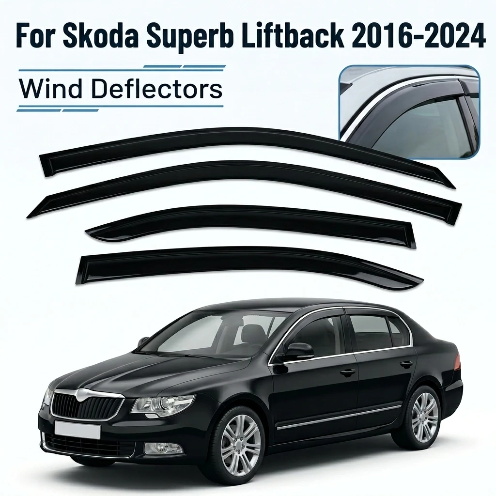 

4pcs For Skoda Superb Liftback 2016-2024 Car Side Window Weathershield Side Window Vent Visor Car Window Rain Guards Strips