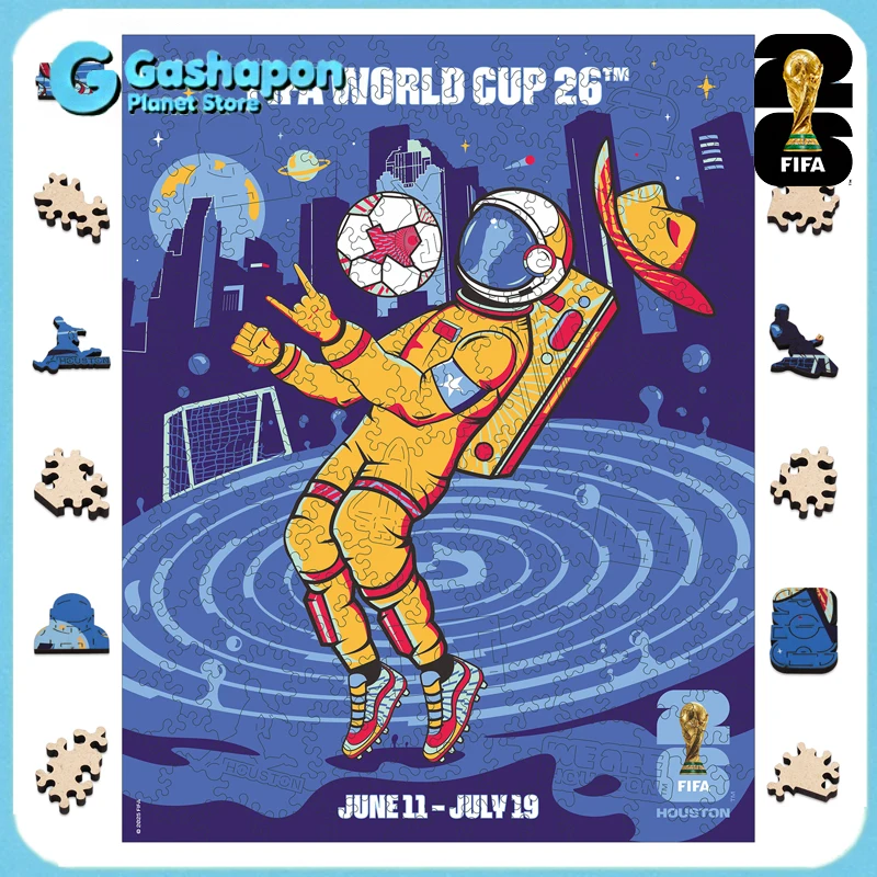 

Деревянный 3D-пазл Чемпионат мира по футболу 2026 в Хьюстоне: США, Канада, Мексика. Коллекционный подарок для футбольных фанатов, игрушка, семейная игра, головоломка.