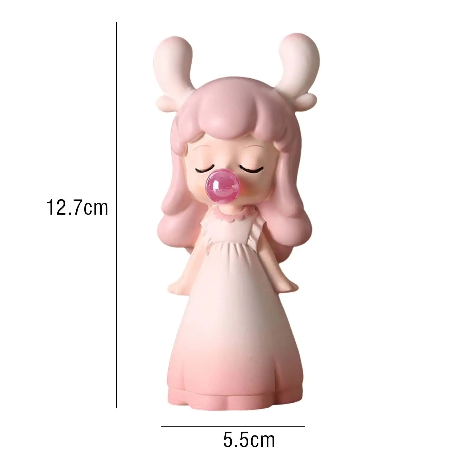 Blowing Bubble Girl Statue Mini Gift Ornament for Office Bookshelf Tabletop