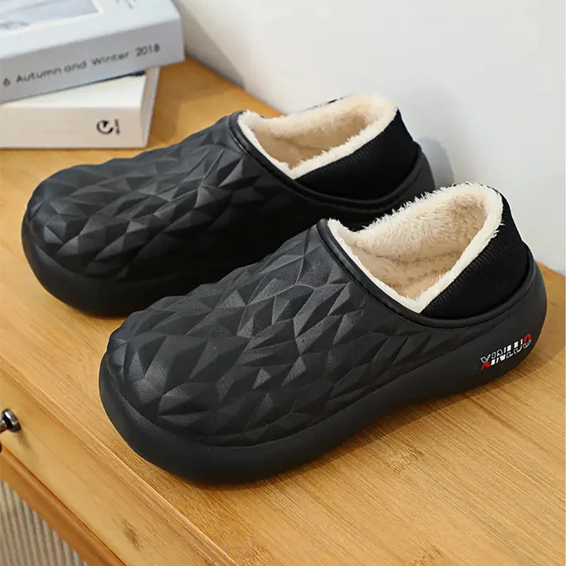 2024 Eva Women Lightweight Cotton Slippers Slip On Waterproof Clogs Unisex Home Shoes Thicken Sole Heighten Non-Slip Warm Wraps