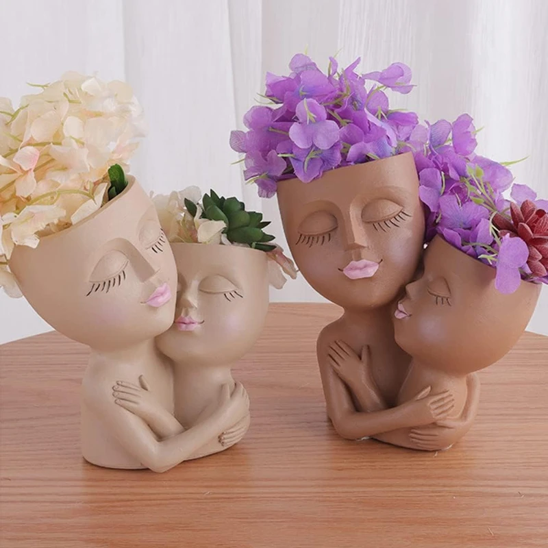 

Girls Face Head Flowerpot Resin Women Human Face DIY Vase Macetas Y Jardineras De Jardín кашпо для цветов Garden Pots & Planters