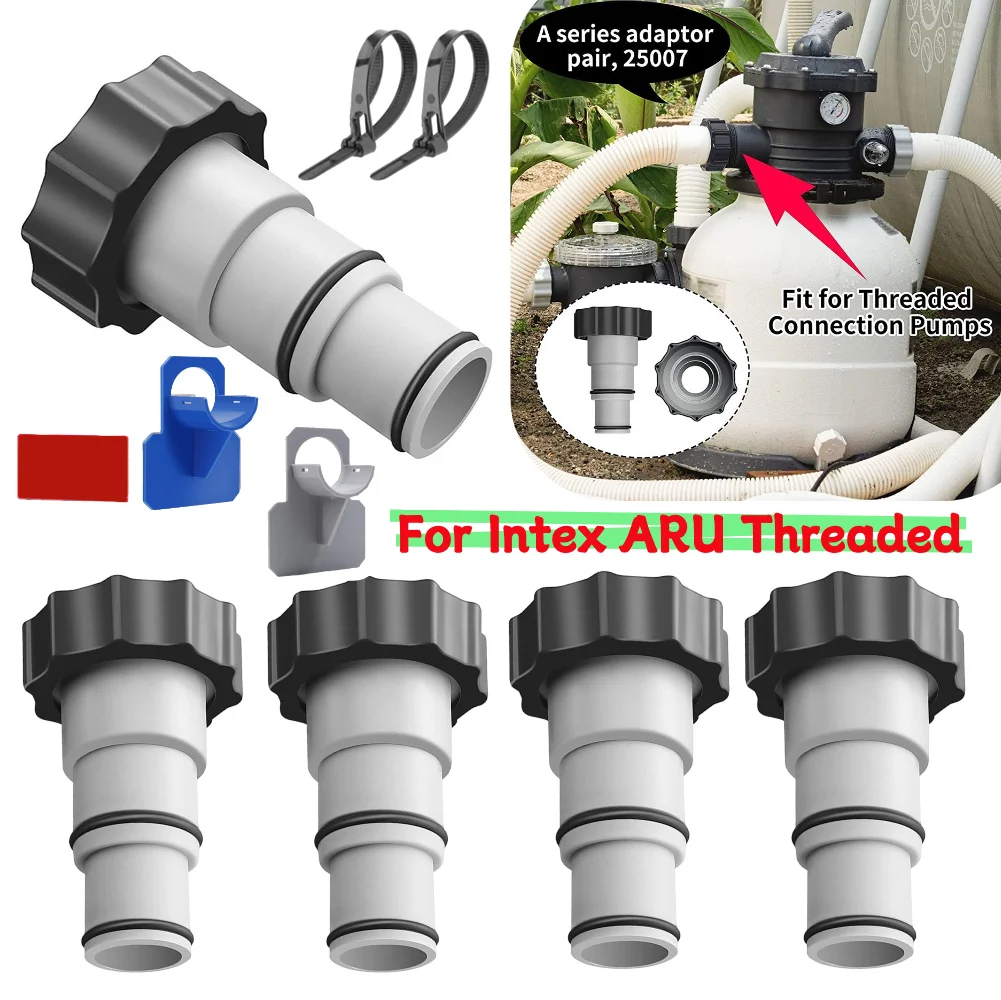 Adaptateur de tuyau de piscine en plastique fileté Intex ARU, pour pompes à filtre 4000 2500 2000 1500 gallons/heure avec connexions de tuyaux filetés