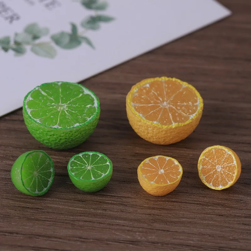 3pcs Mini Half Cut Lemon Fruit Lemon Juice Model Resin Miniature Accessories Handmade Desktop Decor Dollhouse Micro Scene Props