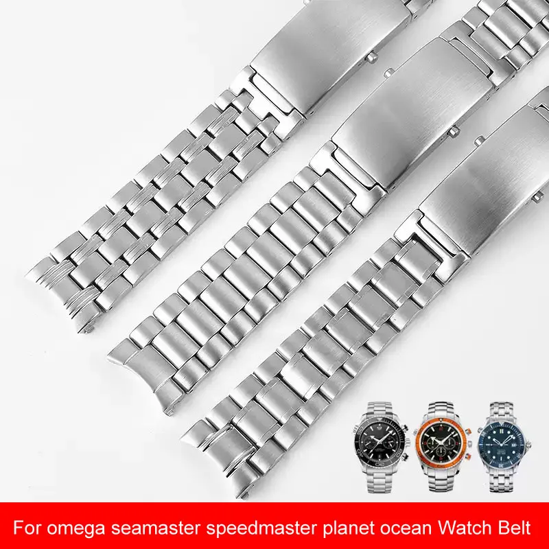 

20mm Quality 904L Waterproof Stainless steel Watch Bands Strap For omega seamaster speedmaster planet ocean Watch Belt