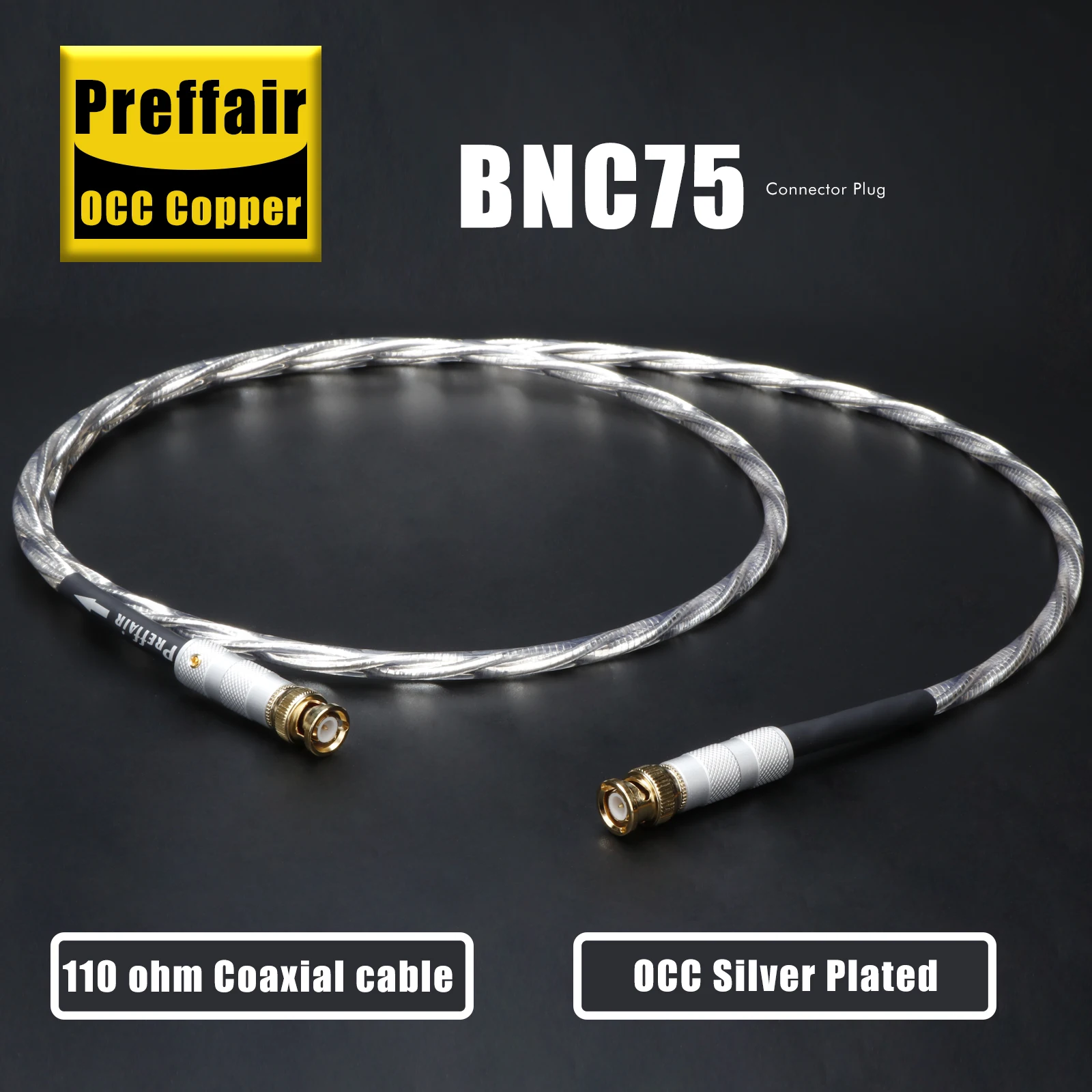 Preffair X437 110 ohm BNC75 Coaxial Digital Balance Cable with Gold Plated Pins Amplifier Audio Signal Cable